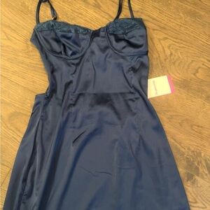Elegant Navy Satin dress